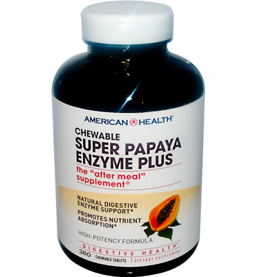 American Health 0308205 Super Papaya Enzyme Plus Chewable - 360 Chewable Tablets