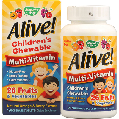 1131317 Alive Childrens Multi-vitamin Chewable Natural Orange And Berry - 120 Chewable Tablets