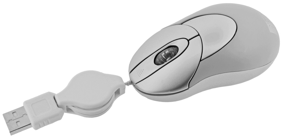 UPC 805112500024 product image for Bytech Ny Inc ER-102 White Wired USB Optical Mouse With Retractable Cable | upcitemdb.com