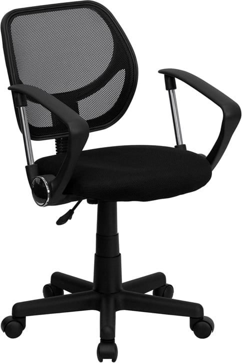 Wa-3074-bk-a-gg Mid-back Mesh Task Chair And Computer Chair With Arms - Black