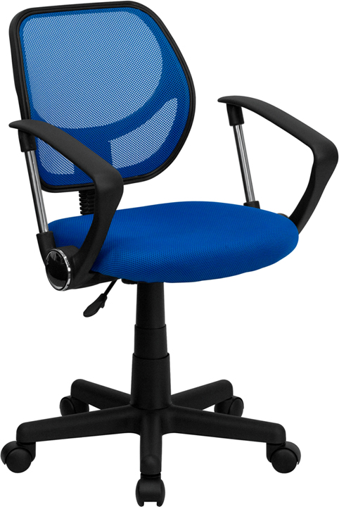 Wa-3074-bl-a-gg Mid-back Mesh Task Chair And Computer Chair With Arms - Blue