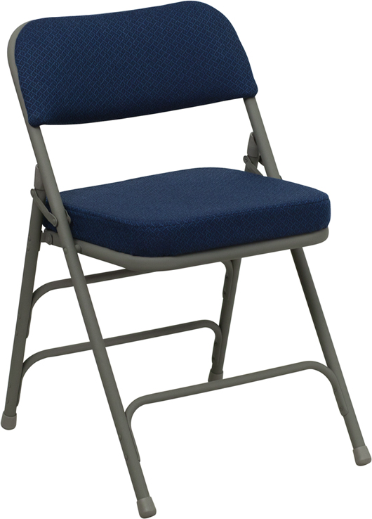Ha-mc320af-nvy-gg Hercules Series Premium Curved Triple Braced And Quad Hinged Fabric Upholstered Metal Folding Chair - Navy