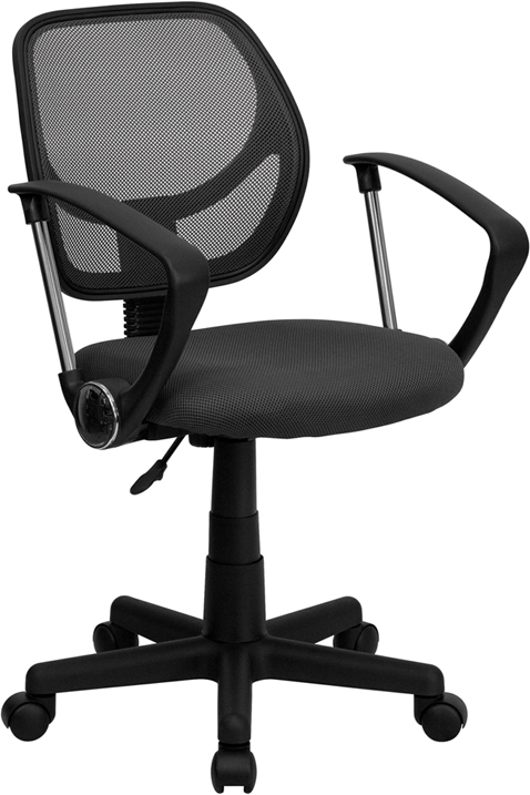 Wa-3074-gy-a-gg Mid-back Gray Mesh Task Chair And Computer Chair With Arms
