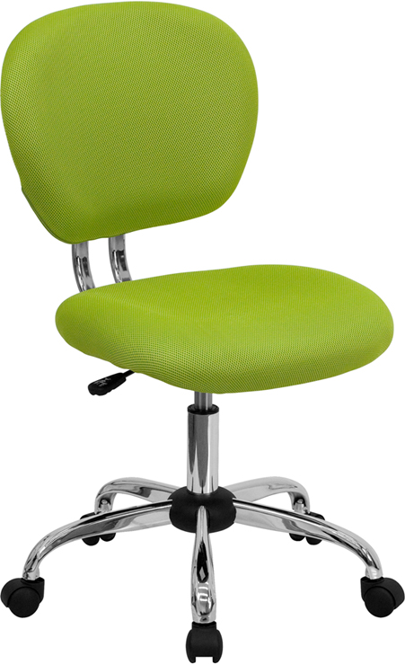 H-2376-f-gn-gg Mid-back Apple Green Mesh Task Chair With Chrome Base