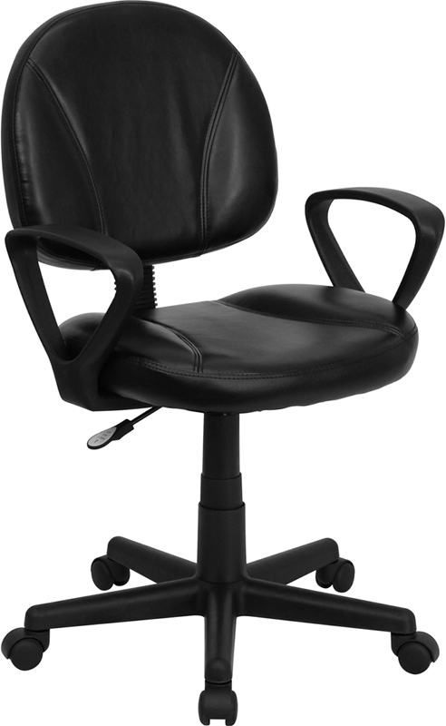 Bt-688-bk-a-gg Mid-back Black Leather Ergonomic Task Chair With Arms
