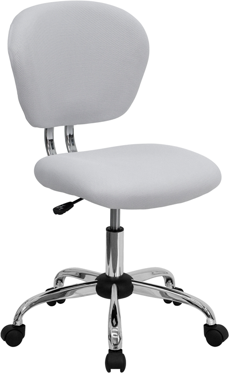 H-2376-f-wht-gg Mid-back White Mesh Task Chair With Chrome Base