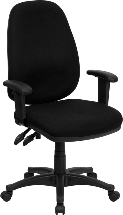 Bt-661-bk-gg High Back Black Fabric Ergonomic Computer Chair With Height Adjustable Arms