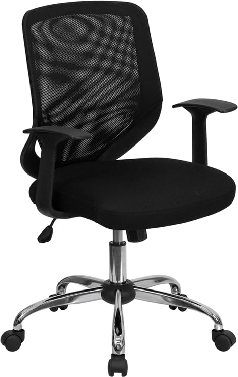 Lf-w95-mesh-bk-gg Mid-back Black Mesh Office Chair With Mesh Fabric Seat