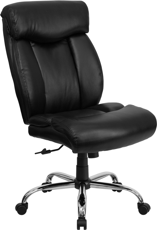 Go-1235-bk-lea-gg Hercules Series 350 Lb. Capacity Big And Tall Black Leather Office Chair