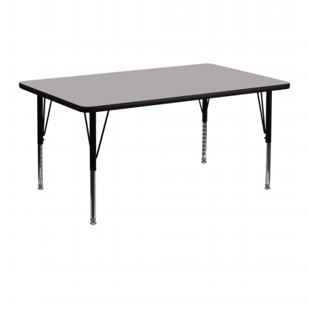 24 In. W X 48 In. L Rectangular Activity Table With 1.25 In. Thick High Pressure Grey Laminate Top And Height Adjustable Pre-school Legs