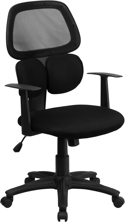 Bt-2755-bk-gg Mid-back Black Mesh Chair With Flexible Dual Lumbar Support