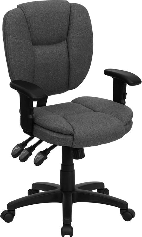 Go-930f-gy-arms-gg Mid-back Gray Fabric Multi-functional Ergonomic Task Chair With Arms