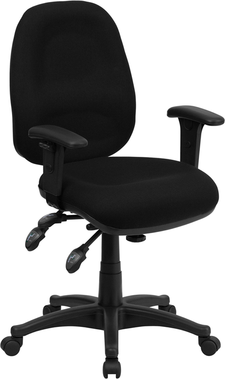 Bt-662-bk-gg Mid-back Multi-functional Black Fabric Swivel Computer Chair