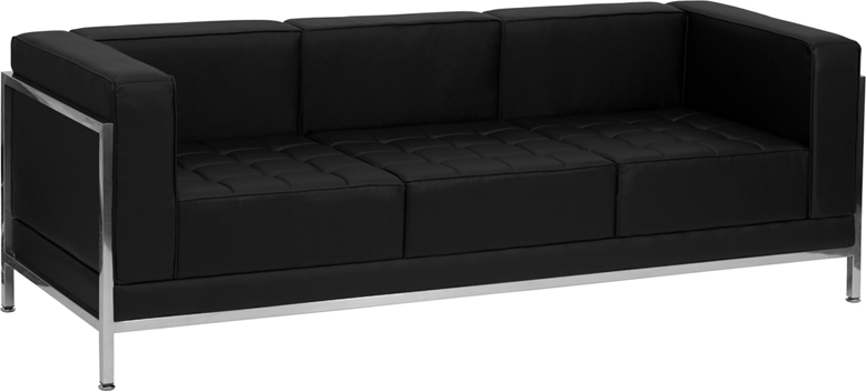 Zb-imag-sofa-gg Hercules Imagination Series Contemporary Black Leather Sofa With Encasing Frame