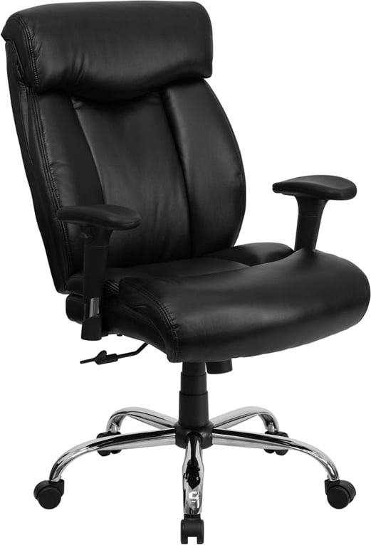 Go-1235-bk-lea-a-gg Hercules Series 350 Lb. Capacity Big And Tall Black Leather Office Chair With Arms