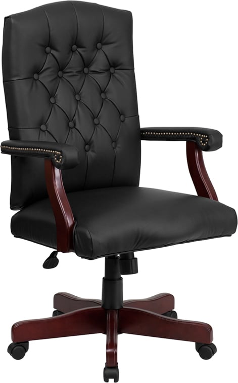 801l-lf0005-bk-lea-gg Martha Washington Black Leather Executive Swivel Chair