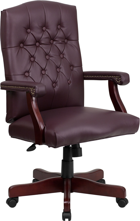 801l-lf0019-by-lea-gg Martha Washington Burgundy Leather Executive Swivel Chair