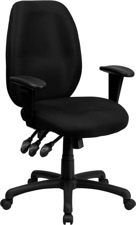 Bt-6191h-bk-gg High Back Black Fabric Multi-functional Ergonomic Task Chair With Arms