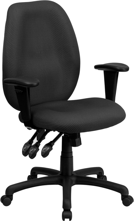 Bt-6191h-gy-gg High Back Gray Fabric Multi-functional Ergonomic Task Chair With Arms