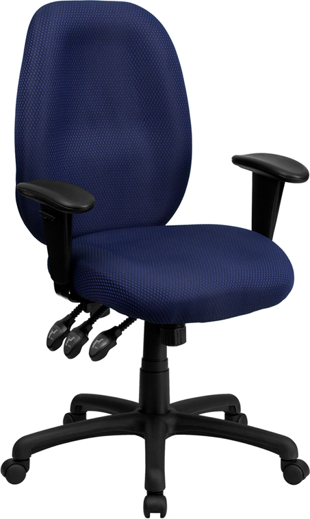 Bt-6191h-ny-gg High Back Navy Fabric Multi-functional Ergonomic Task Chair With Arms