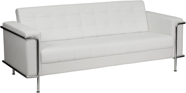 Zb-lesley-8090-sofa-wh-gg Hercules Lesley Series Contemporary White Leather Sofa With Encasing Frame