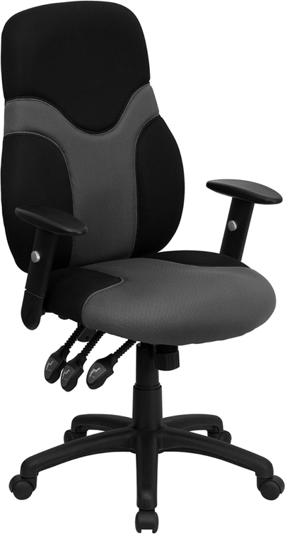 Bt-6001-gybk-gg High Back Ergonomic Black And Gray Mesh Task Chair With Adjustable Arms