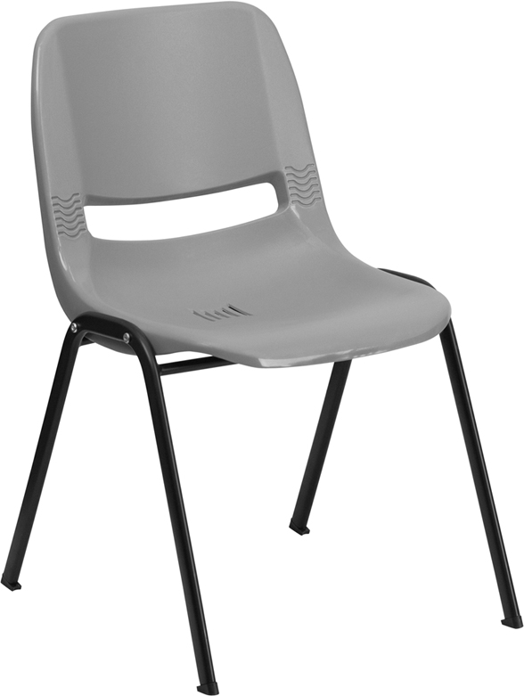 RUT-EO1-GY-GG HERCULES Series 880 lb. Capacity Gray Ergonomic Shell Stack Chair