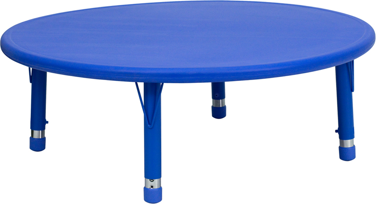 YU-YCX-005-2-ROUND-TBL-BLUE-GG 45 in. Round Height Adjustable Blue Plastic Activity Table