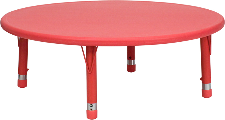 YU-YCX-005-2-ROUND-TBL-RED-GG 45 in. Round Height Adjustable Red Plastic Activity Table