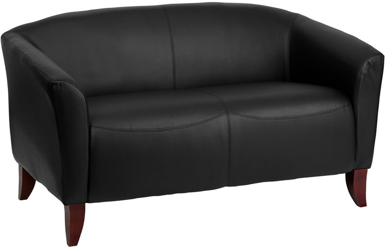111-2-bk-gg Hercules Imperial Series Black Leather Love Seat