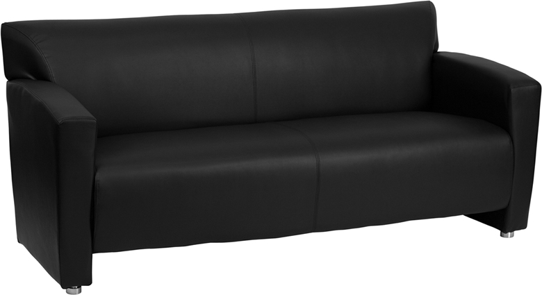 222-3-bk-gg Hercules Majesty Series Black Leather Sofa