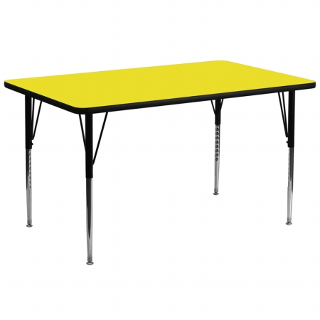 30 In. W X 72 In. L Rectangular Activity Table With 1.25 In. Thick High Pressure Yellow Laminate Top And Standard Height Adjustable Legs