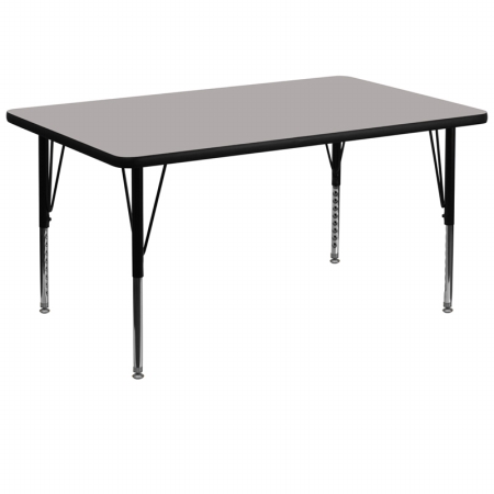 36 In. W X 72 In. L Rectangular Activity Table With 1.25 In. Thick High Pressure Grey Laminate Top And Height Adjustable Pre-school Legs