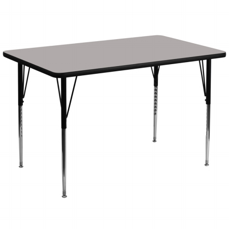 36 In. W X 72 In. L Rectangular Activity Table With 1.25 In. Thick High Pressure Grey Laminate Top And Standard Height Adjustable Legs