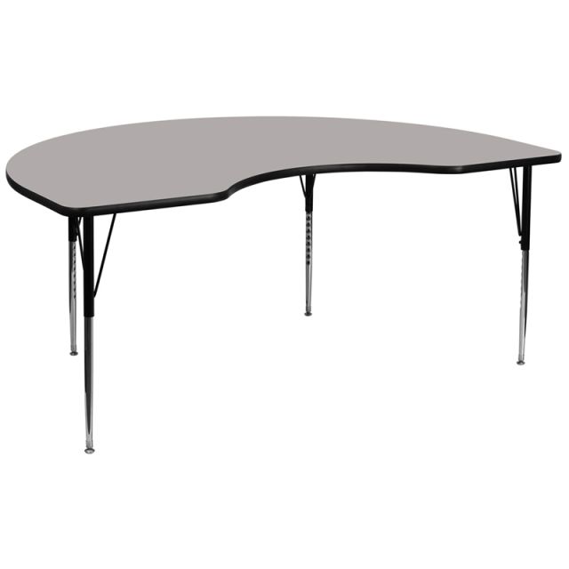 48 In. W X 96 In. L Kidney Shaped Activity Table With 1.25 In. Thick High Pressure Grey Laminate Top And Standard Height Adjustable Legs