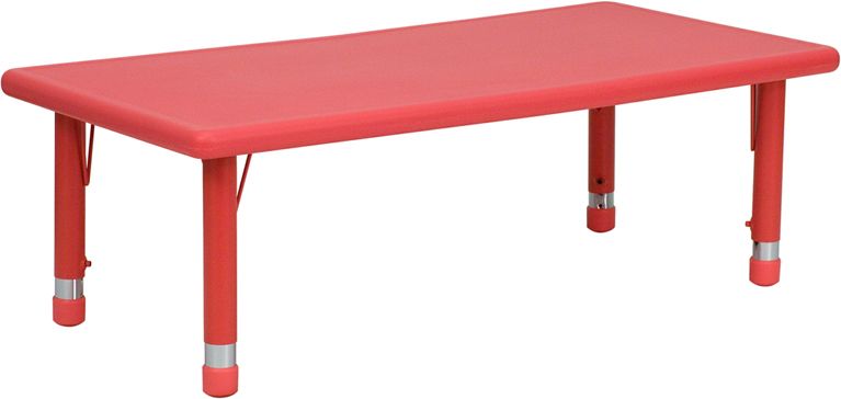 YU-YCX-001-2-RECT-TBL-RED-GG 24 in. W x 48 in. L Height Adjustable Rectangular Red Plastic Activity Table