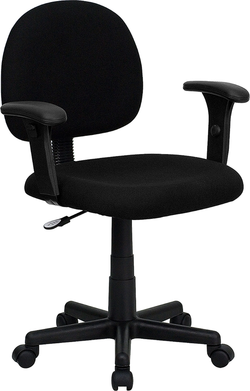 Bt-660-1-bk-gg Mid - Back Ergonomic Black Fabric Task Chair With Adjustable Arms