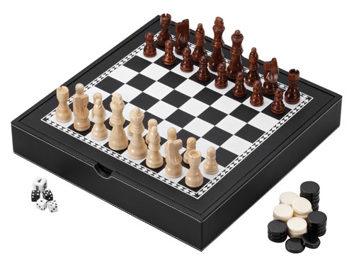 55-0206 S Chess - Checkers - Backgammon With Chessmen Storage