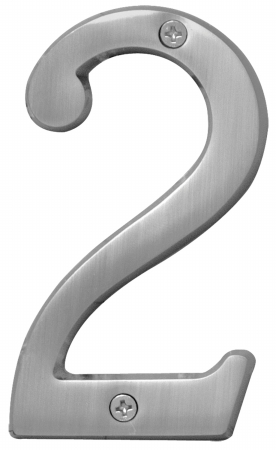 Br-43sn-2 4 In. Satin Nickel No. 2 House Number - Pack Of 3