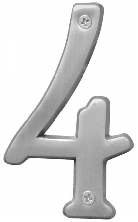 Br-43sn-4 4 In. Satin Nickel No. 4 House Number - Pack Of 3