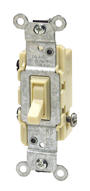 Leviton Mfg S01-cs315-2is Ivory Commercial Grade 3-way Ac Quiet Switch Toggle
