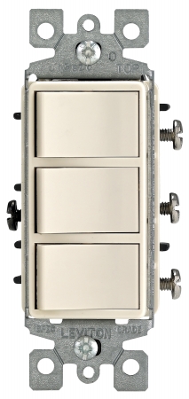 Leviton Mfg R66-01755-0ts Light Almond Decora Triple Rocker Combination Switch