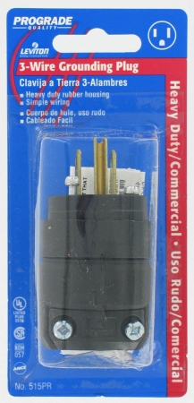 Leviton Mfg C20-515pr-000 Commercial Grade Straight Blade Rubber Plug