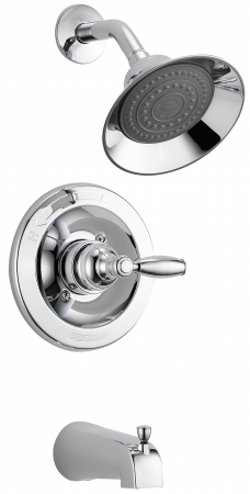 Chrome Complete Tub & Shower Faucet With Lever Handle