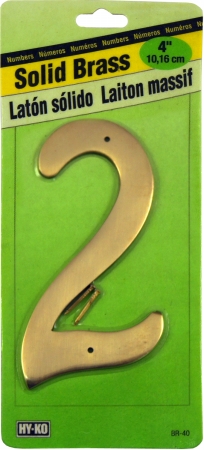 Hy-ko Br-40-2 4 In. Solid Brass No. 2 House Number-pack Of 10