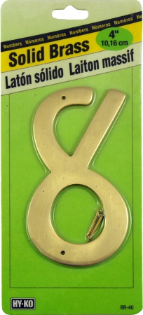 Hy-ko Br-40-8 4 In. Solid Brass No. 8 House Number-pack Of 10