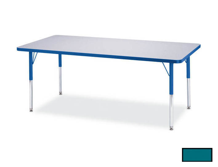 6413jca005 Kydz Activity Table - Rectangle - 30 In. X 72 In. 24 In. - 31 In. Ht - Gray - Teal