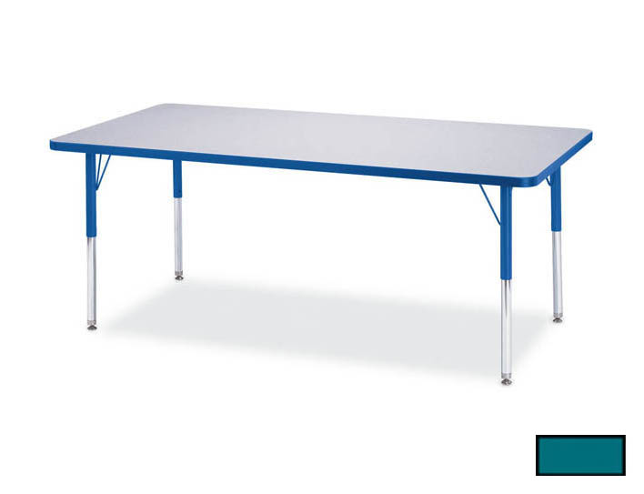 6403jca005 Kydz Activity Table - Rectangle - 24 In. X 48 In. 24 In. - 31 In. Ht - Gray - Teal