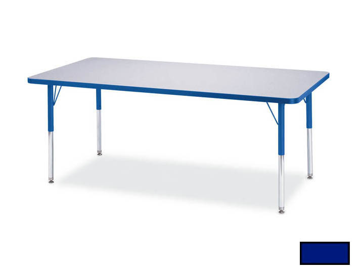 6403jce003 Kydz Activity Table - Rectangle - 24 In. X 48 In. 15 In. - 24 In. Ht - Gray - Blue