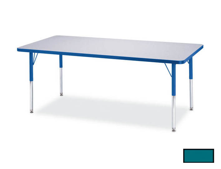 6403jce005 Kydz Activity Table - Rectangle - 24 In. X 48 In. 15 In. - 24 In. Ht - Gray - Teal